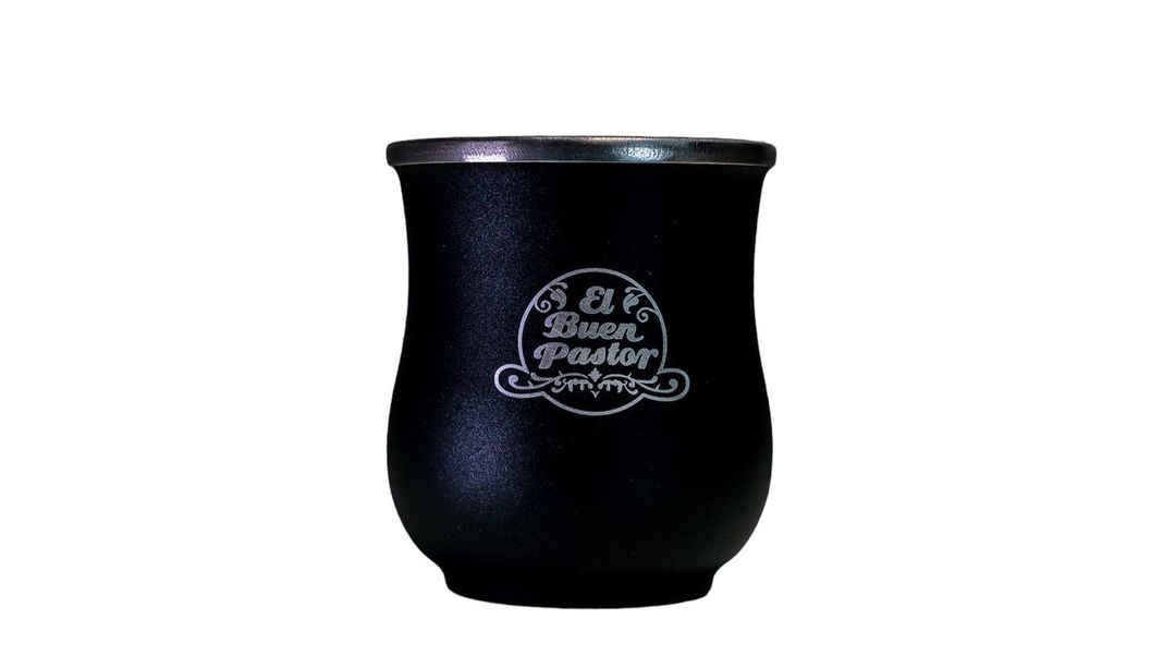 Mate Copita Negro Acero Inoxidable más Bombilla-1