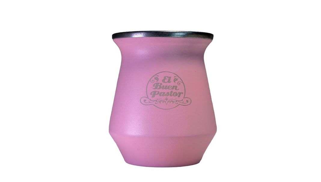 Mate Flora de Acero Inoxidable Rosado más Bombilla-1
