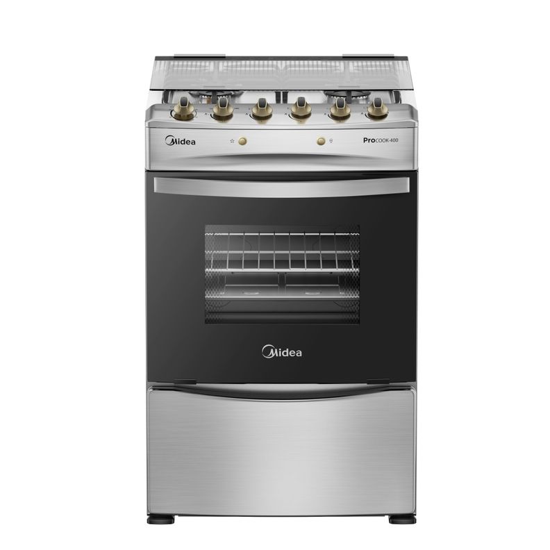 Midea Cocina a Gas 4 Quemadores Silver Midea
