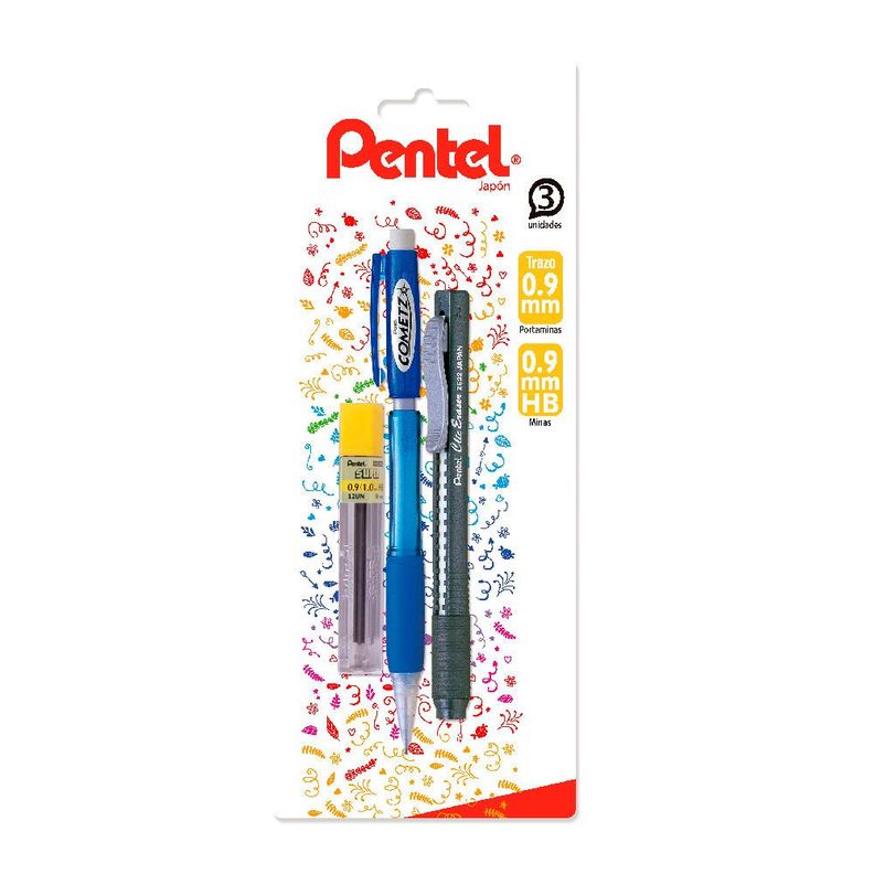 Set Portaminas Cometz 0.9mm + Minas + Portagoma Pentel-0