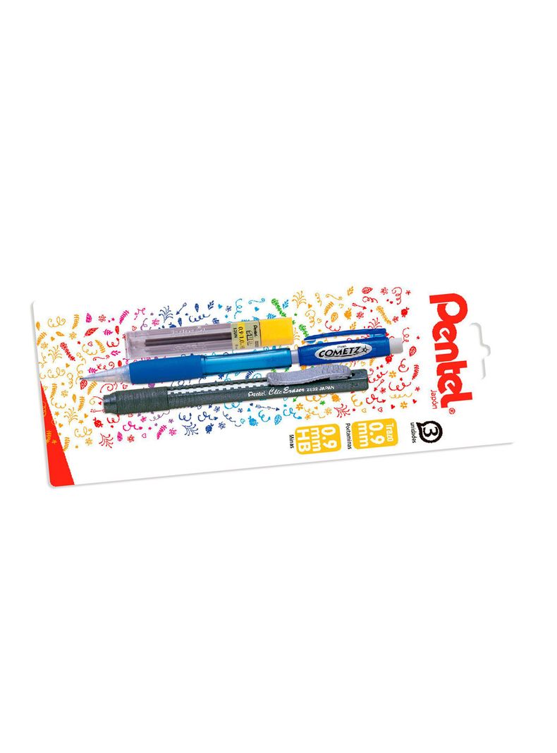 Set Portaminas Cometz 0.9mm + Minas + Portagoma Pentel-1