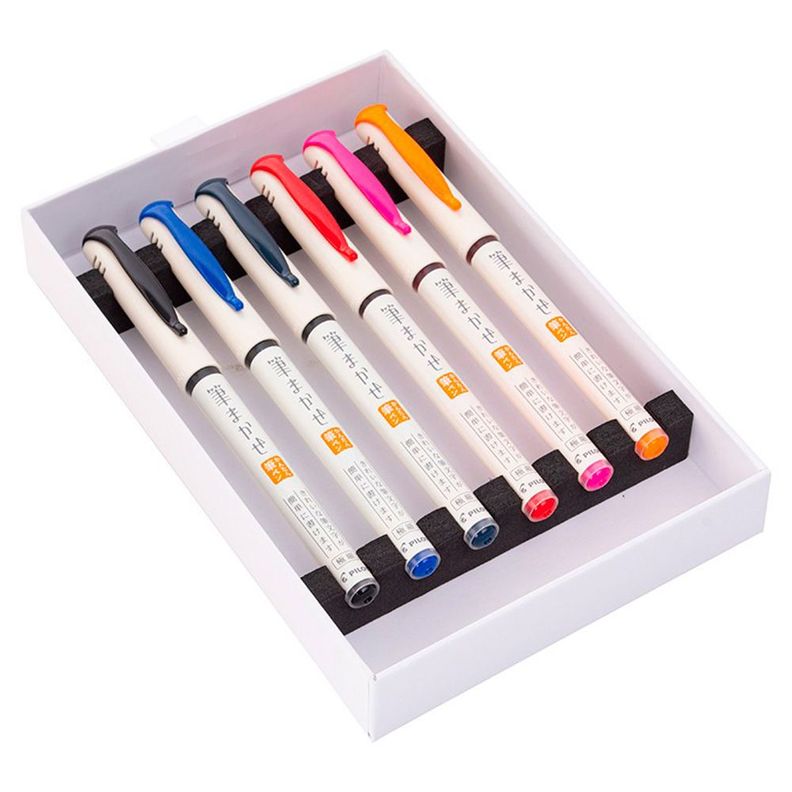 Set 6 Pinceles Brush Pen Fude Makase Punta Extrafina Pilot Surtido