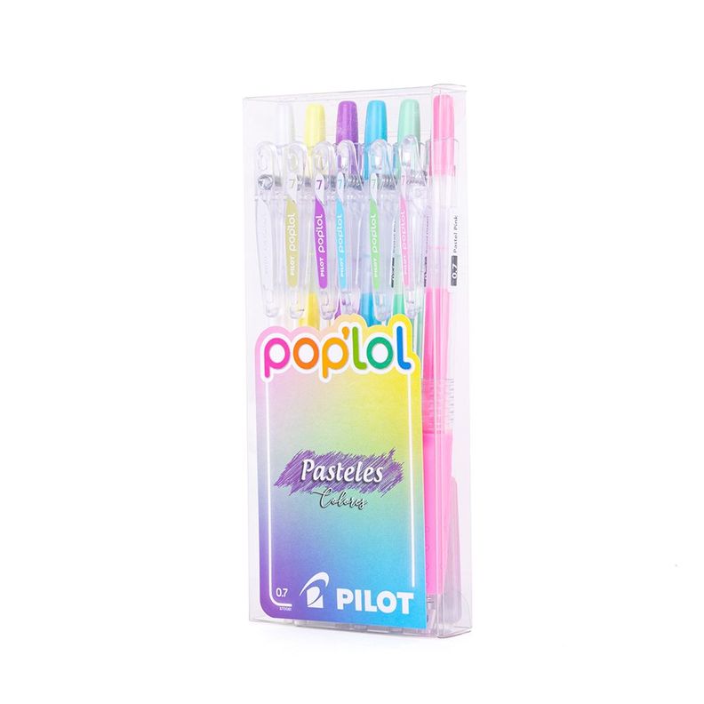 Set 6 Lápices Gel Poplol 0.7mm Pasteles Pilot-1