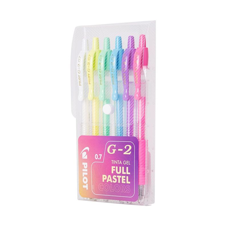 Set 6 Lápices Gel G-2 0.7mm Pasteles Pilot -0