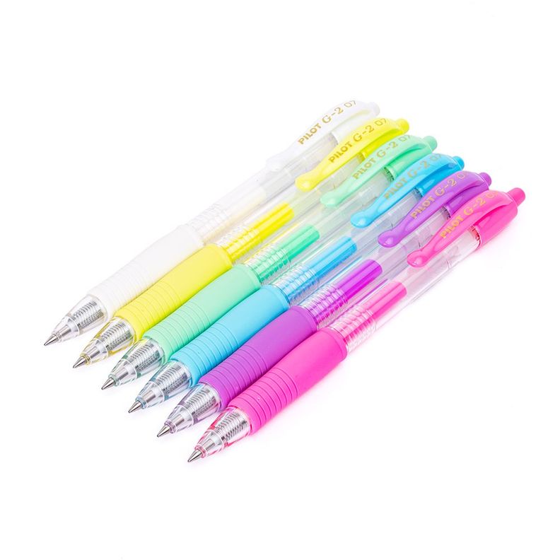 Set 6 Lápices Gel G-2 0.7mm Pasteles Pilot -1