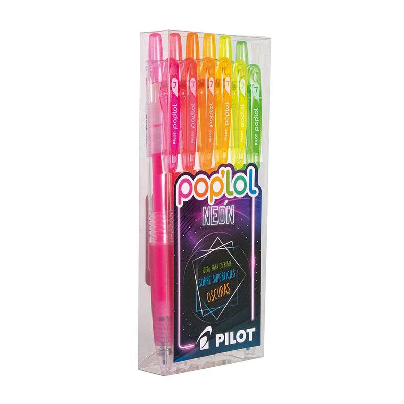 Set 6 Lapices Gel Poplol 0.7mm  Neon Pilot Surtido [ 999 ]