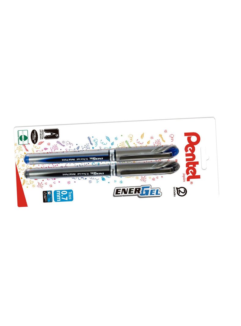 Set 2 Lápices Gel EnergelTradicional Azul-negro 0.7mm Pentel-1
