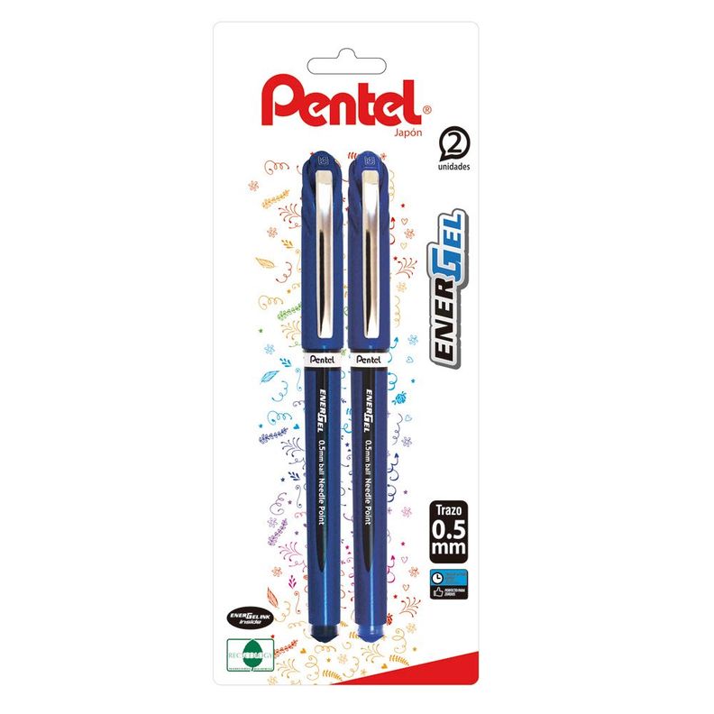Set 2 Lápices Gel EnergelTradicional Azul-negro 0.5mm Pentel-0