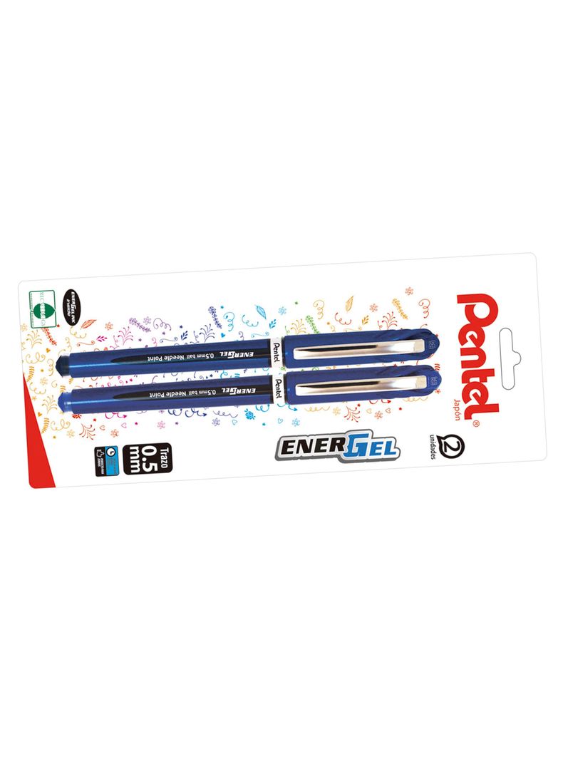 Set 2 Lápices Gel EnergelTradicional Azul-negro 0.5mm Pentel-1