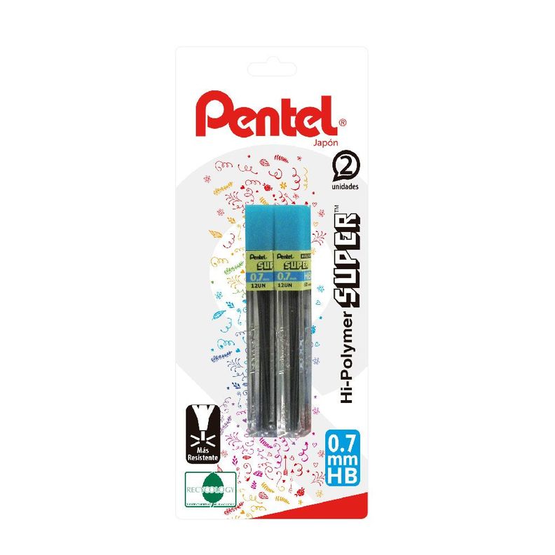 Set 2 Tubos Minas 0.7mm HB Pentel-0
