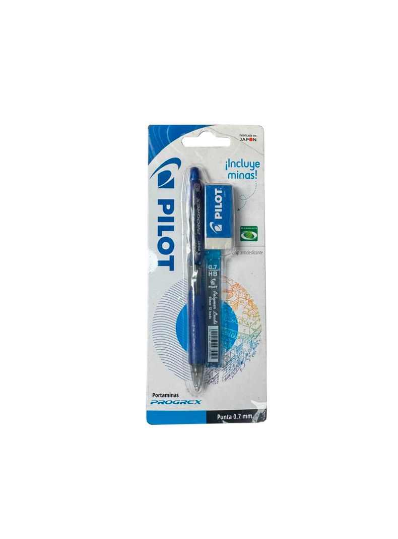 Portaminas Progrex Azul +minas 0.7mm + Borrador Pilot -1