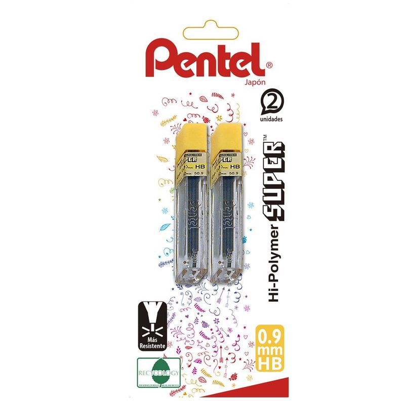 Set 2 Tubos Minas 0.9mm HB Pentel-0