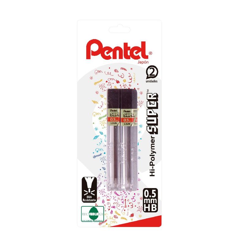 Set 2 Tubos Minas 0.5mm HB Pentel-0