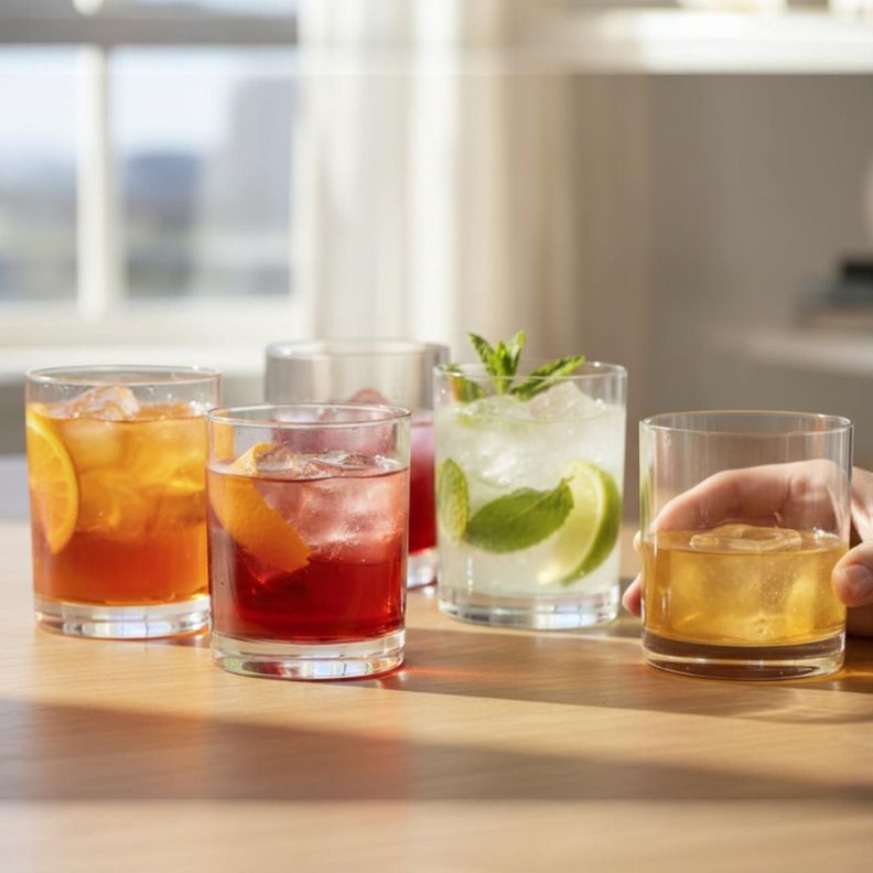 SET 4 VASOS BAJOS FIRENZE BOHEMIA 320 ML Transparente