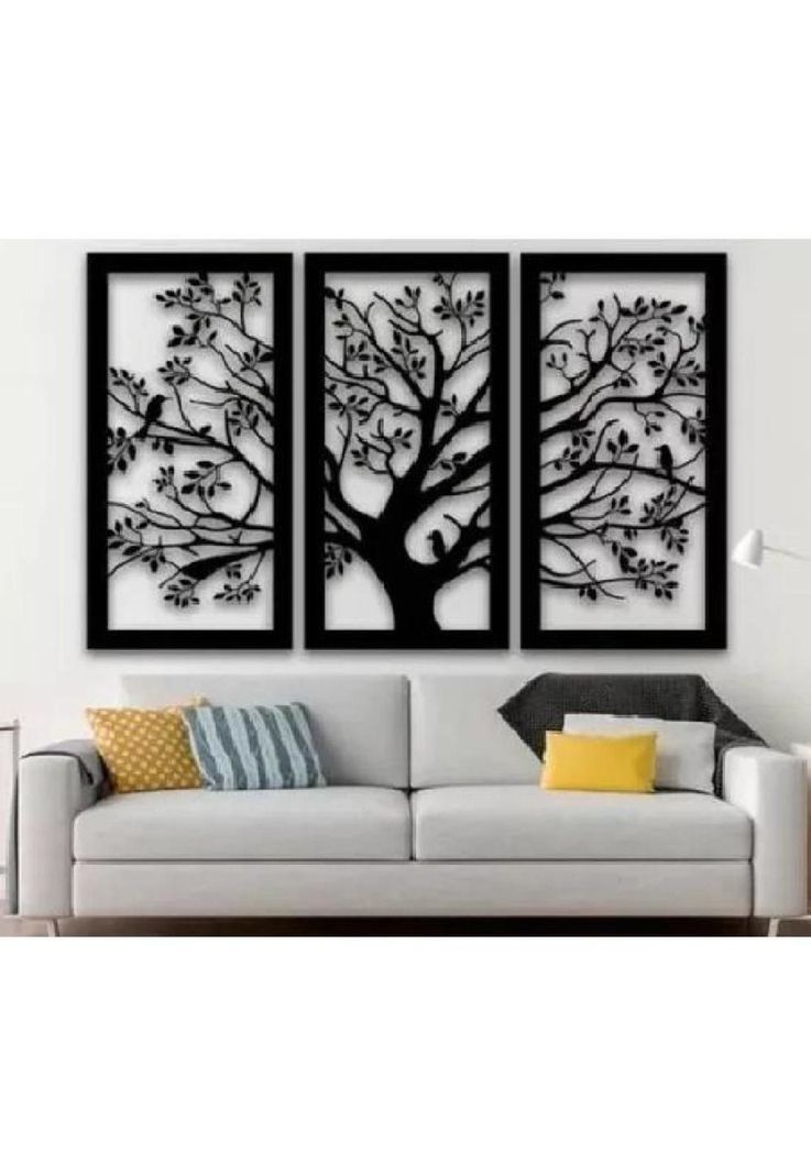 Cuadro decorativo tríptico de árbol de la vida, 35x60 cm-1