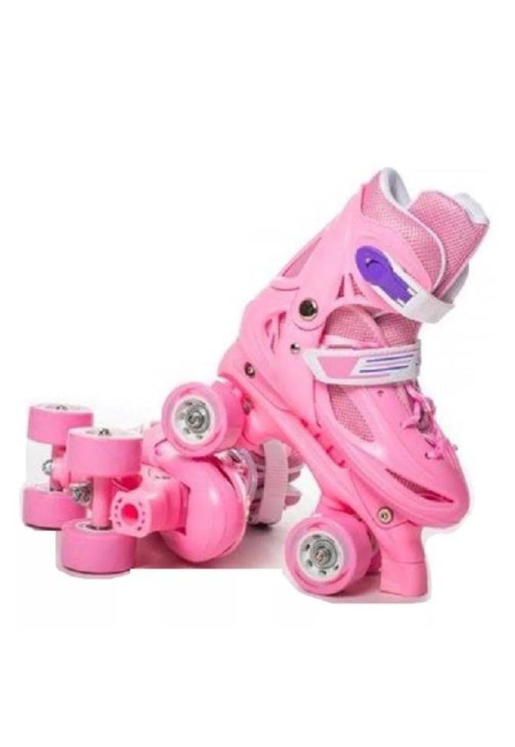 Patín 4 ruedas + set protección talla 25-28, rosado-1