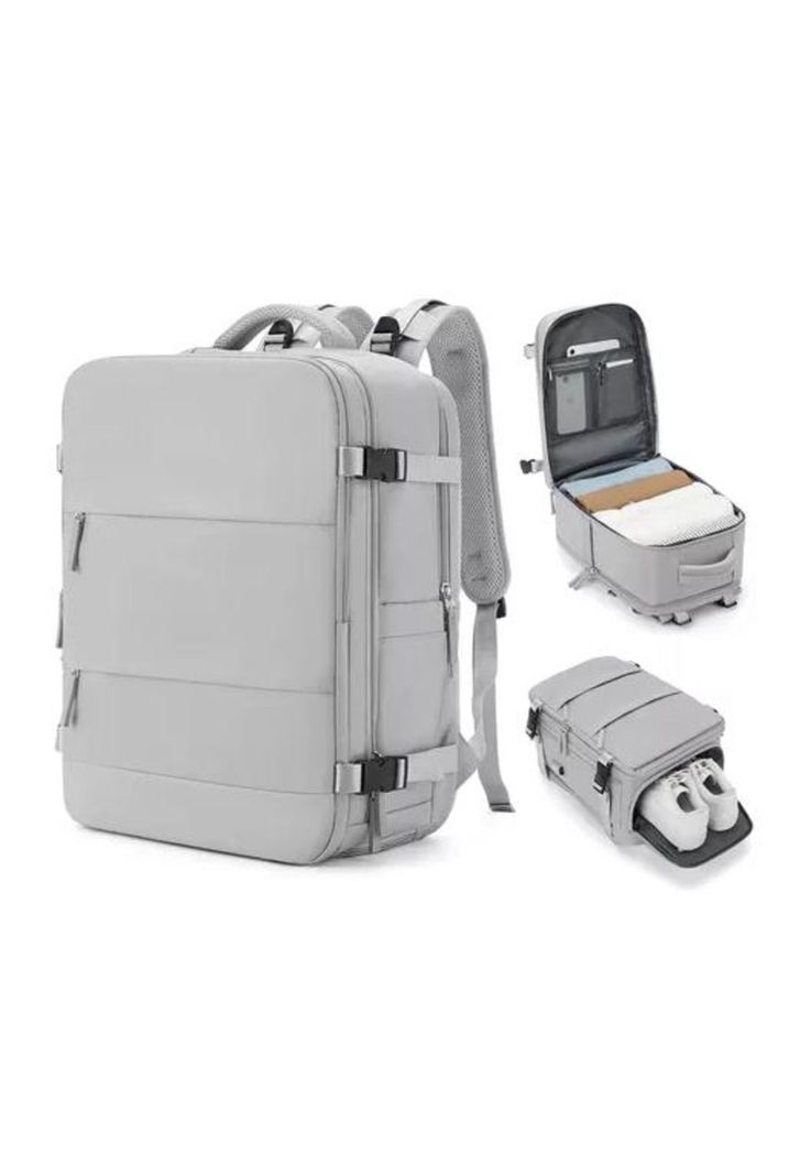 Mochila de Viaje para Cabina de Avión - Impermeable con USB - Color Gris-0