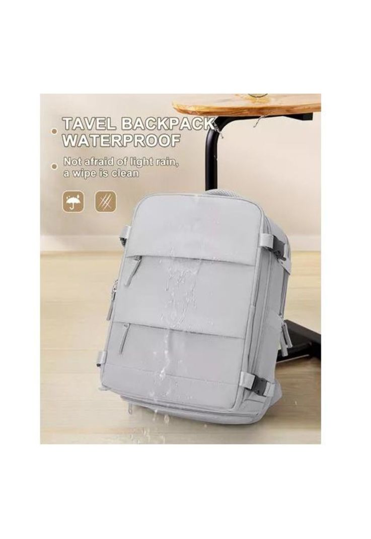 Mochila de Viaje para Cabina de Avión - Impermeable con USB - Color Gris-5