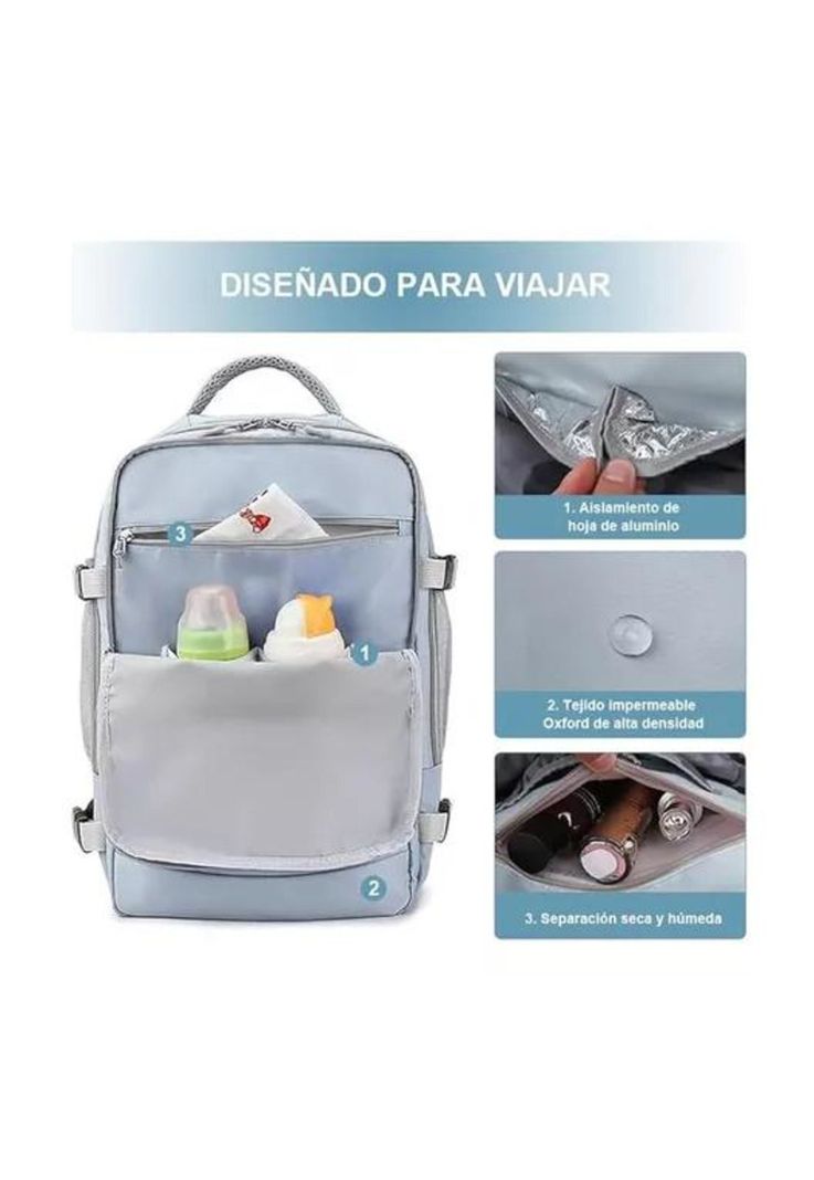 Mochila de Viaje para Cabina de Avión - Impermeable con USB - Color Gris-6