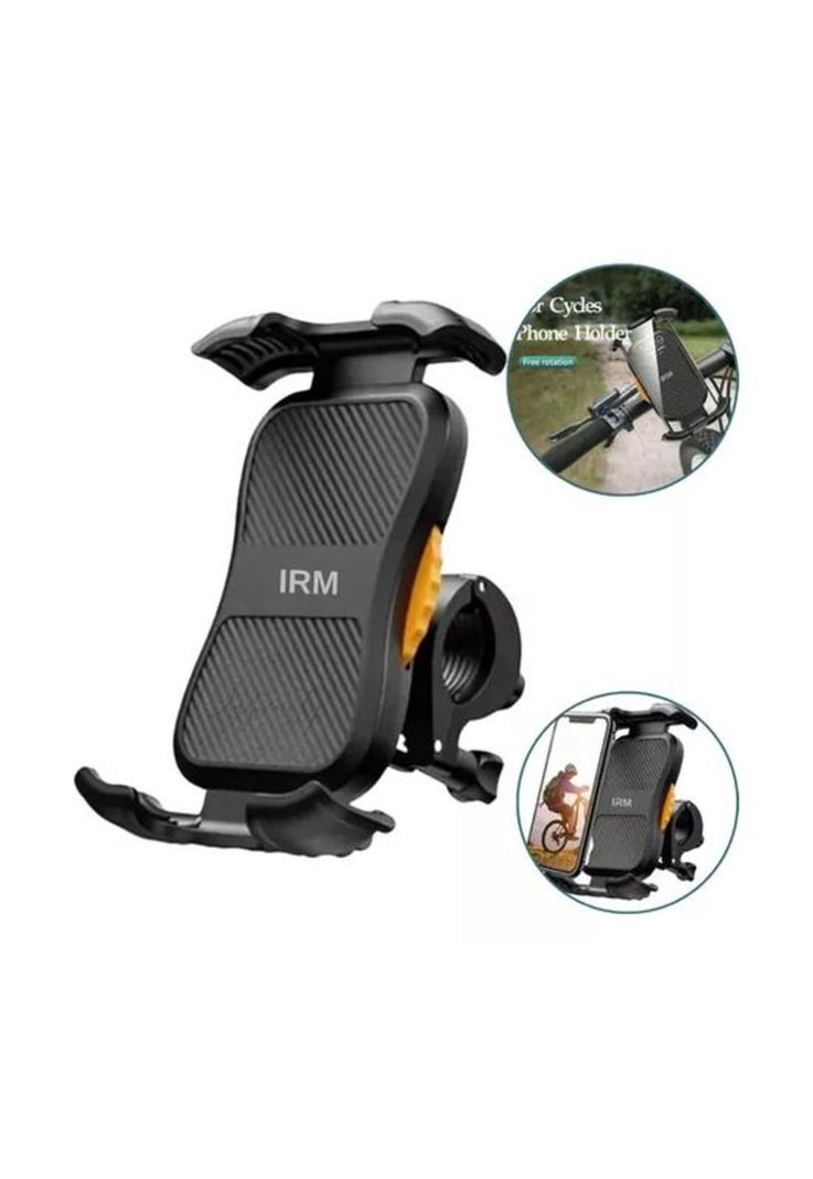 Soporte de teléfono celular para bicicleta/moto, 360º ajustable, color negro-0