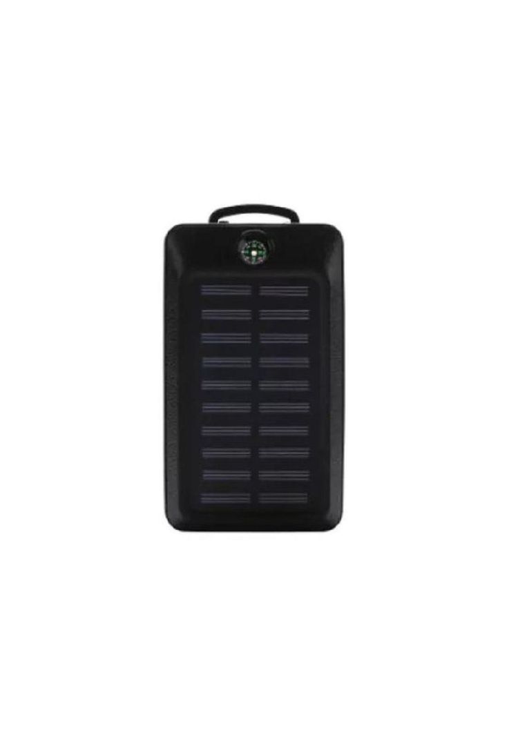 Solar power bank 20,000 mAh, cargador solar impermeable, color negro-0