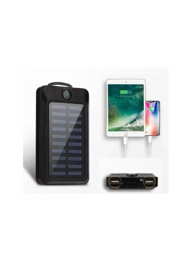 Solar power bank 20,000 mAh, cargador solar impermeable, color negro-3