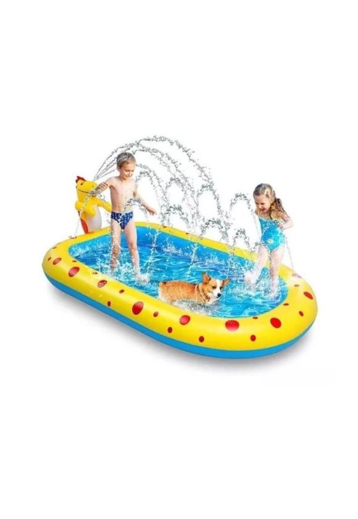 Piscina inflable 170x110x45 cm dino delfín lanza chorro agua-0