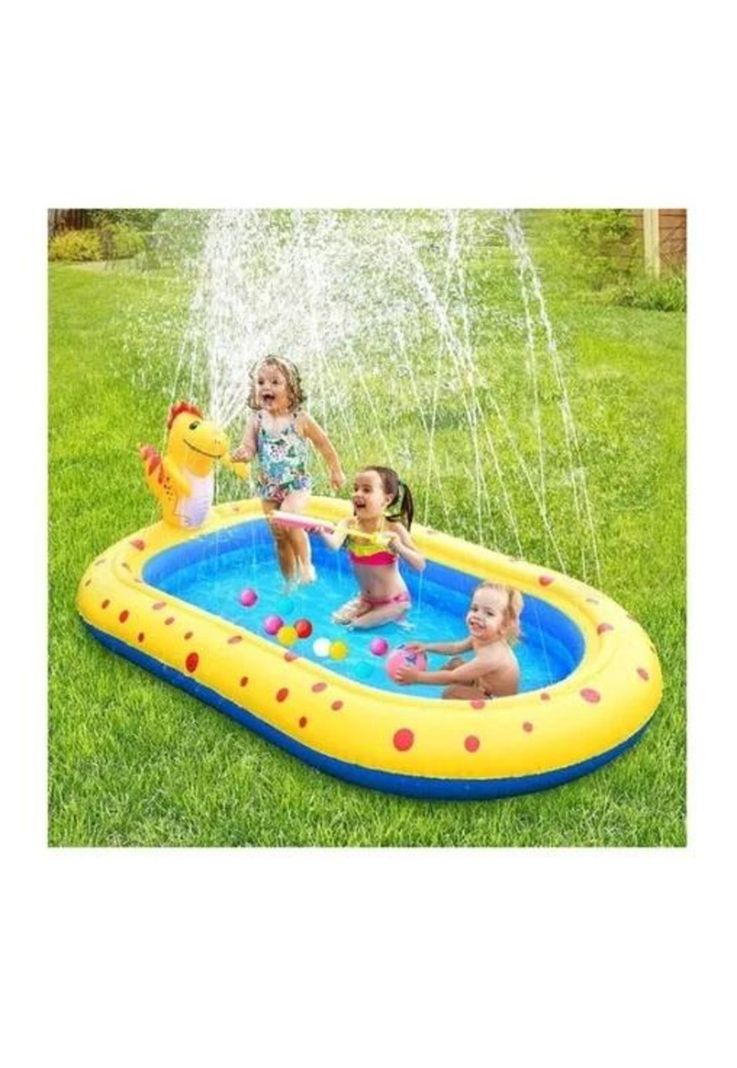 Piscina inflable 170x110x45 cm dino delfín lanza chorro agua-2