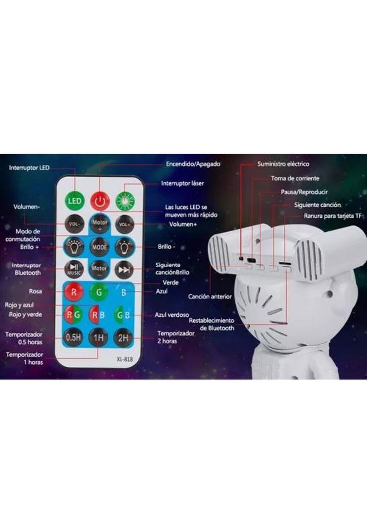 Proyector lámpara LED de galaxia, astronauta, lámpara de mesa-3