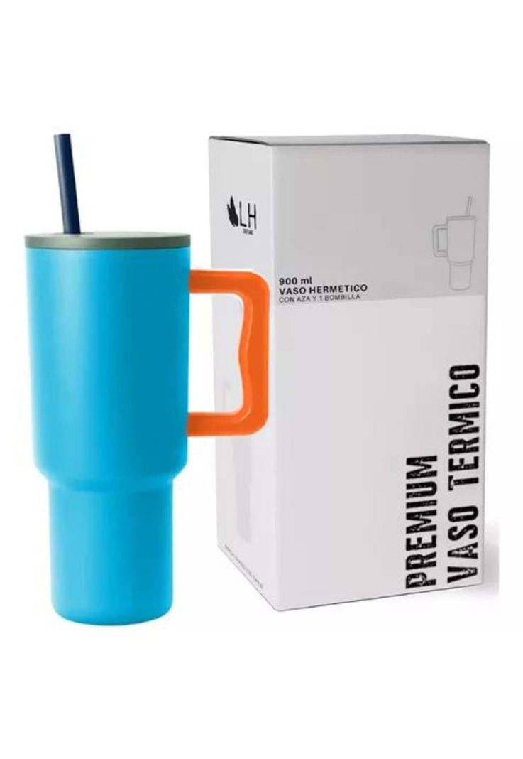 Vaso térmico mug, 900 lt, acero inoxidable, color azul-0