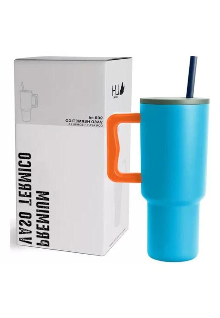Vaso térmico mug, 900 lt, acero inoxidable, color azul-1
