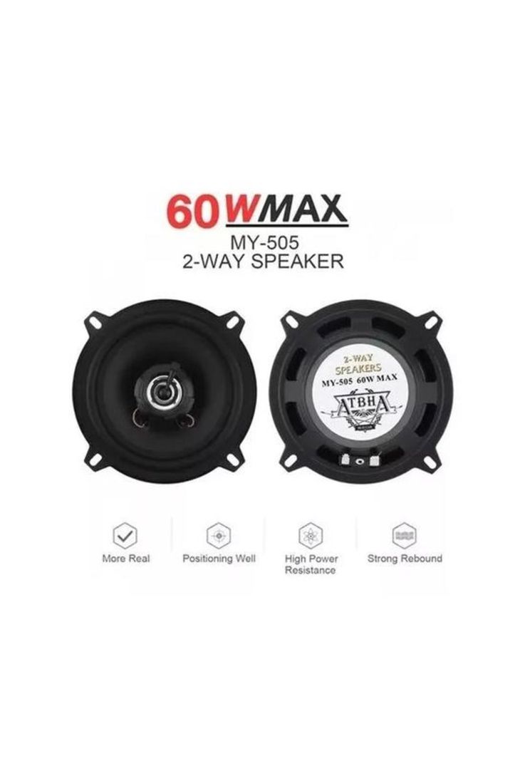 Parlante auto 13cm redondo 60W coaxial 2 vías, color negro-0
