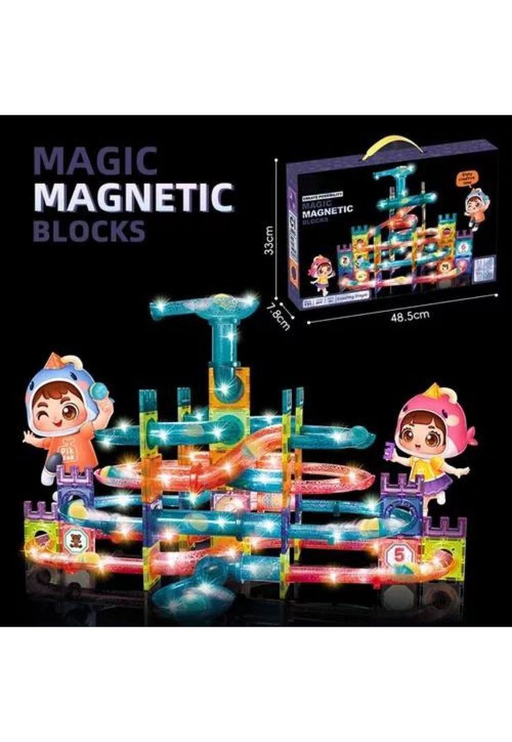 Bloques magnéticos de construcción didácticos y bolitas 131 piezas multicolor-3