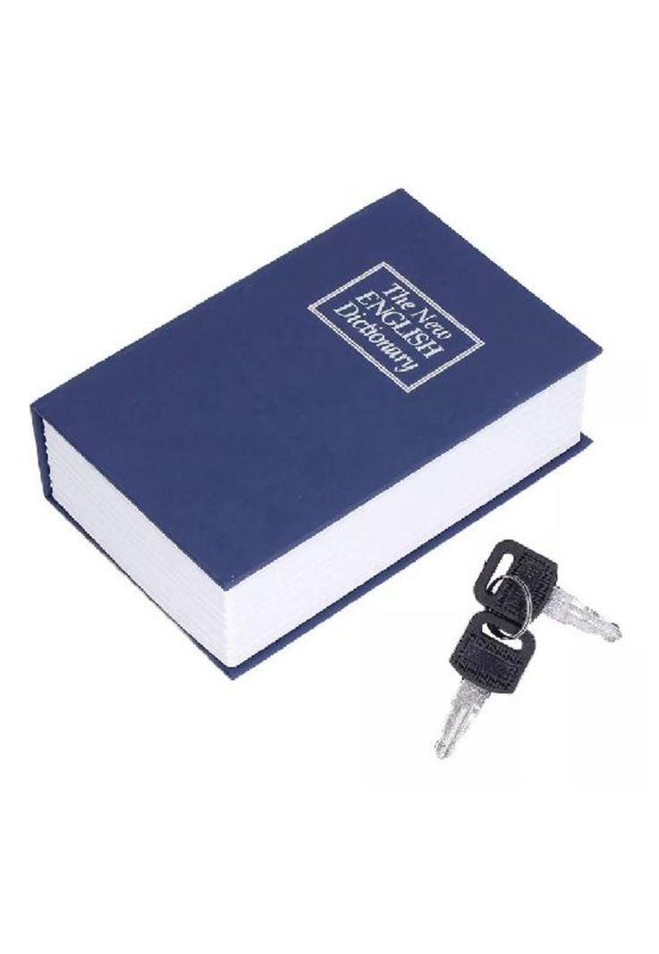 Caja fuerte simulada libro cofre seguridad color azul-1