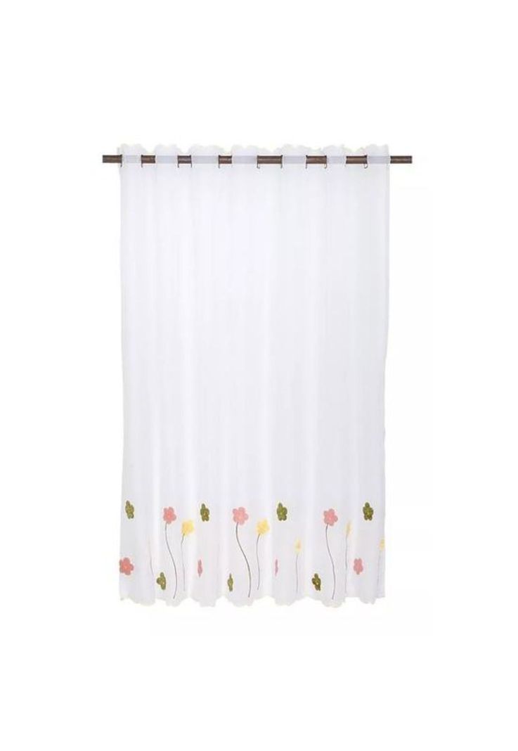 Cortina velo cocina JX 120x135 cm, petunias blanca-0