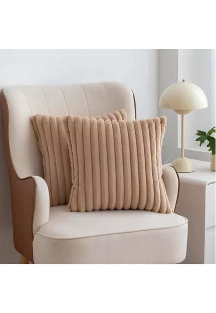 Pack 2 fundas de cojín super suave líneas decoración 43x43 cm color beige-2