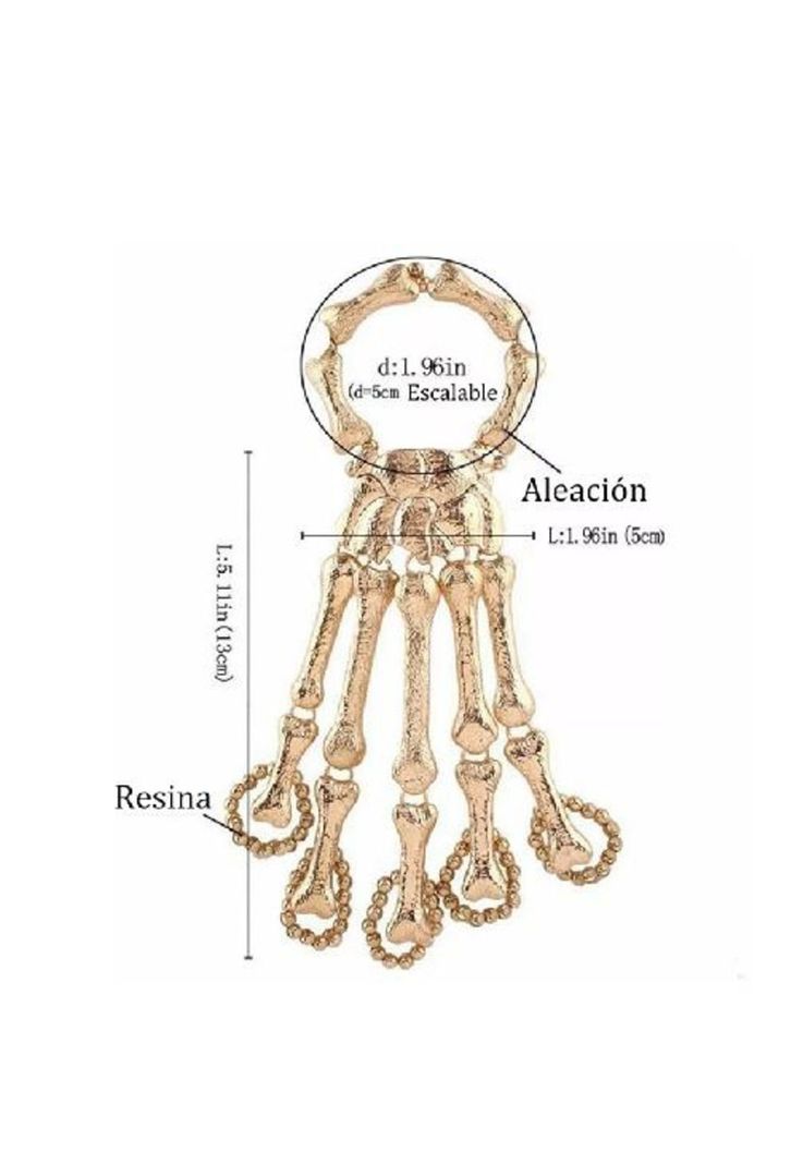 Anillo y pulsera con calavera punk, color plata-5