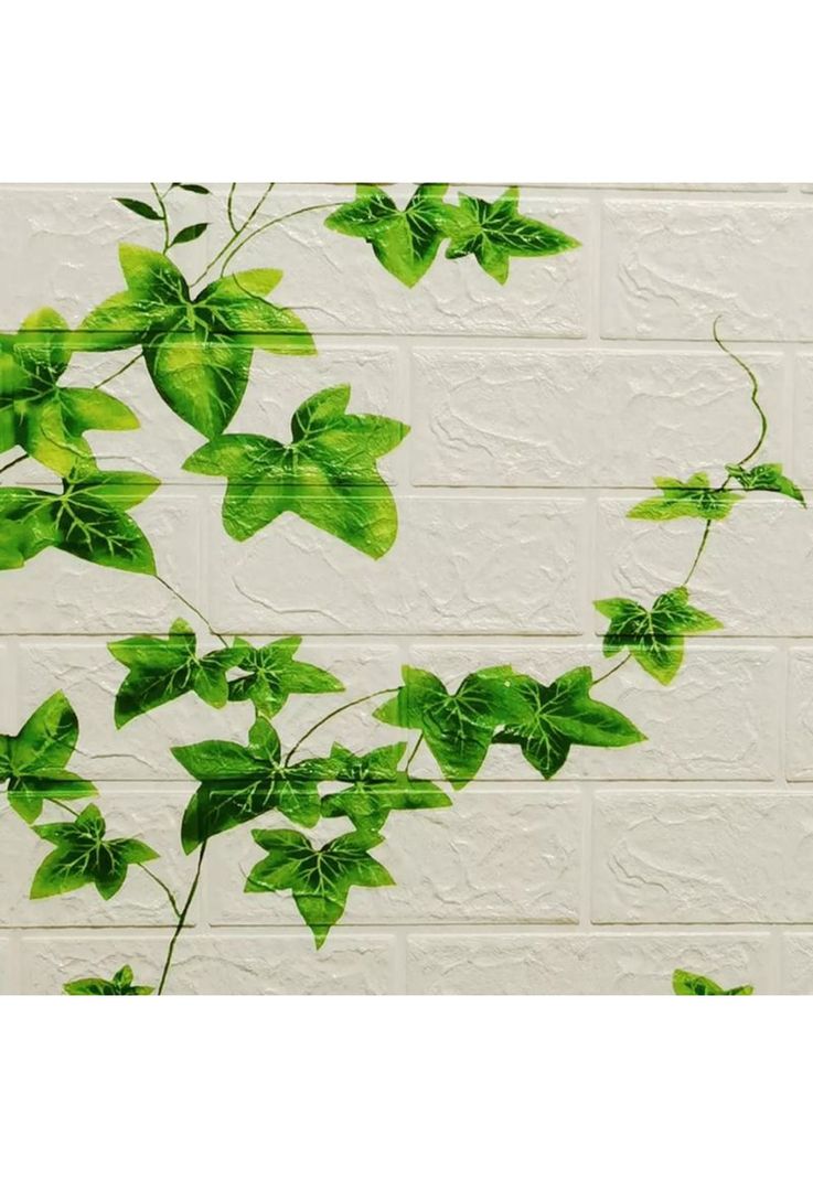 Pack de 10 láminas de papel mural 3D ladrillo blanco 77x70 cm-4