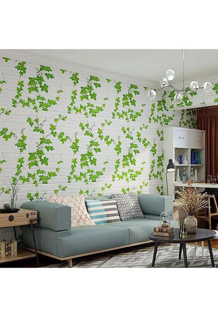 Pack de 10 láminas de papel mural 3D ladrillo blanco 77x70 cm-5