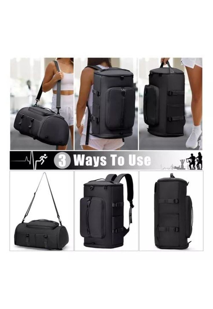 Bolsa de gran capacidad para viajes y deportes, color negro-2