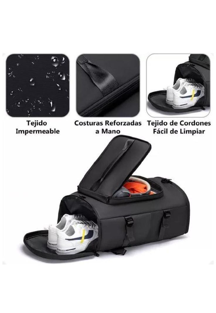 Bolsa de gran capacidad para viajes y deportes, color negro-3