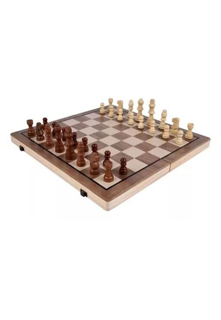 Tablero de ajedrez magnético de madera 40x40 cm 2 en 1-0