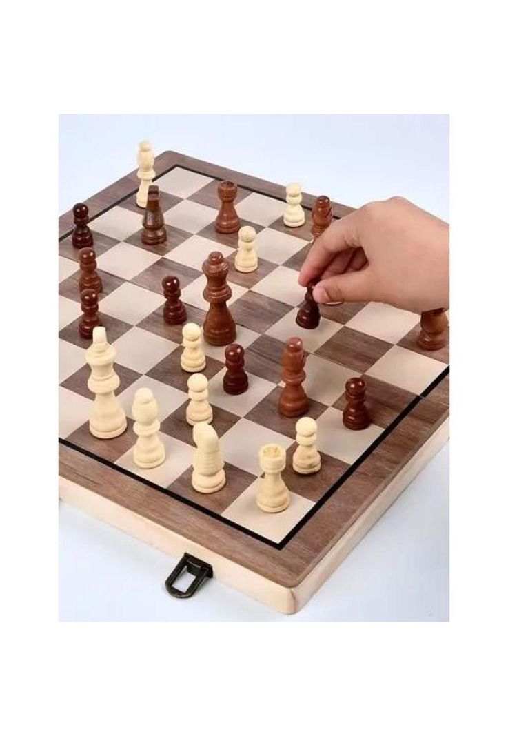 Tablero de ajedrez magnético de madera 40x40 cm 2 en 1-8