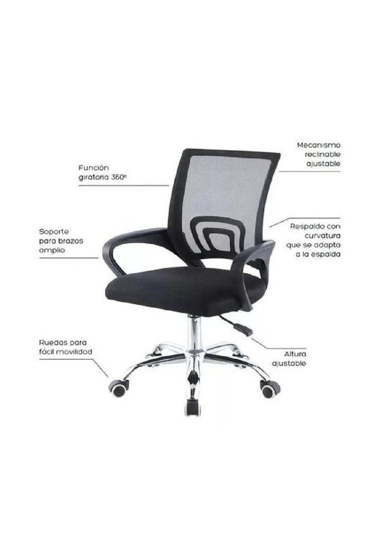 Silla de oficina Mesh Relan ergonómica giratoria color negro-1