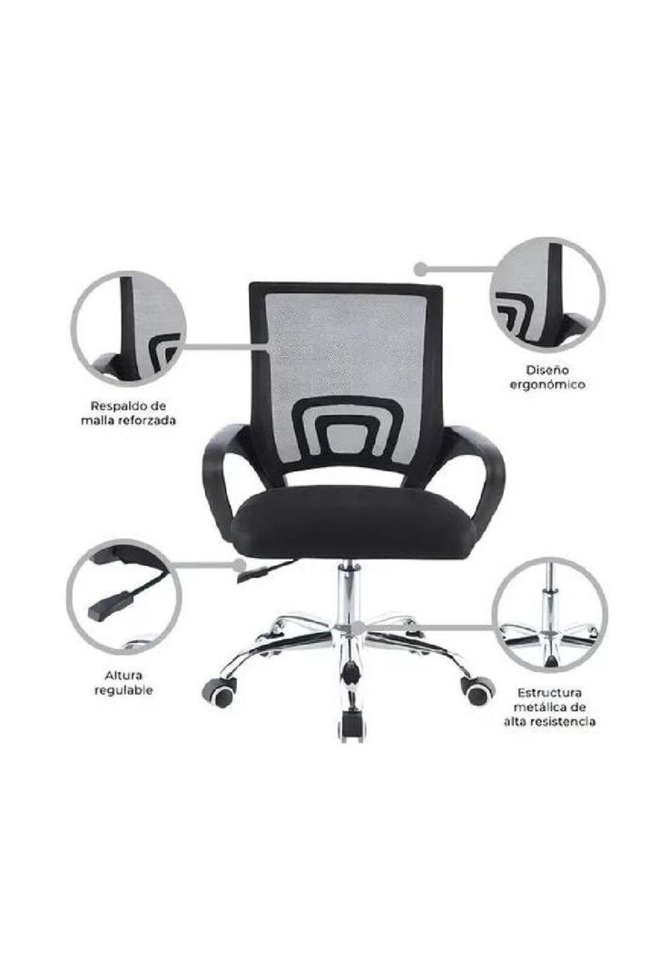 Silla de oficina Mesh Relan ergonómica giratoria color negro-2