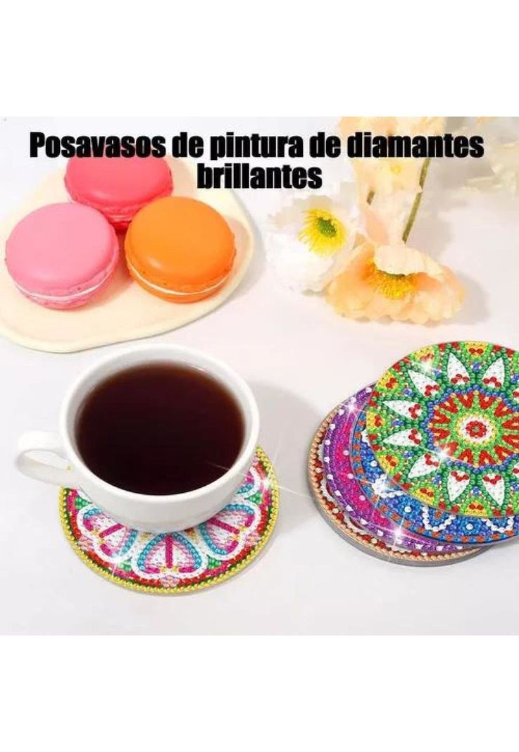 Kit de 10 posavasos de pintura diamante 5D, estilo mandala, 10 cm-5