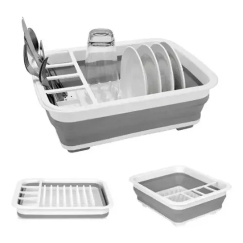 Secador platos multiuso plegable color blanco/gris