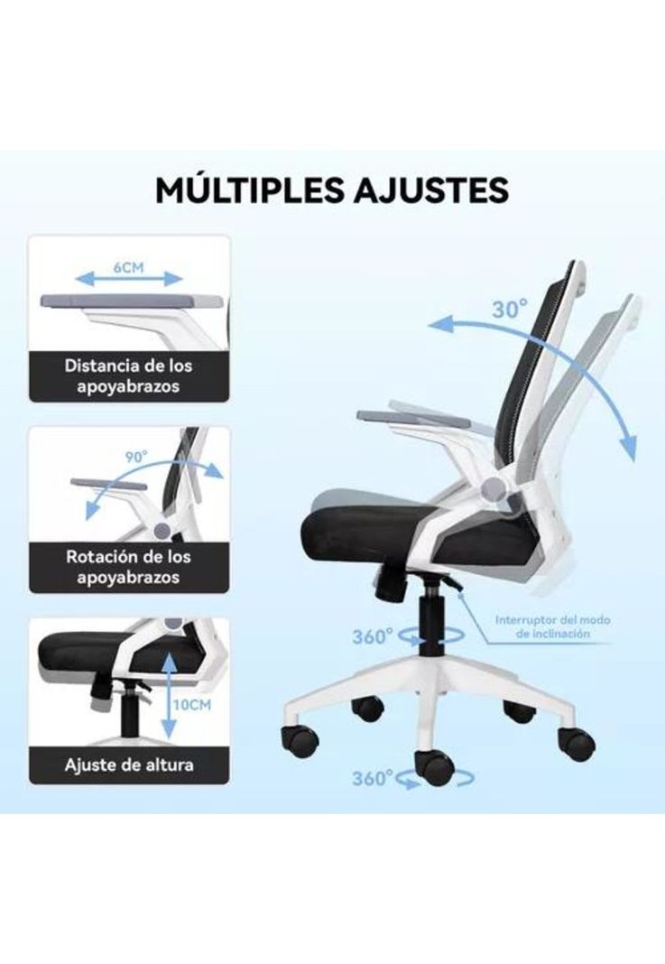 Silla ergonómica de oficina Carla giratoria con asiento de memoria negra-4