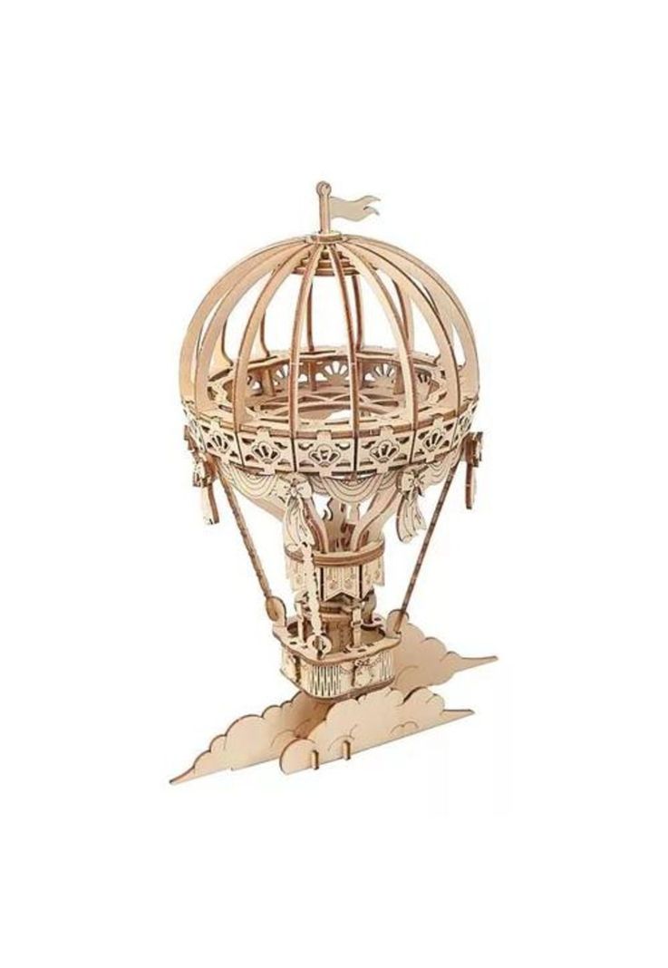 Rompecabezas 3D de madera con globo aerostático, Hobby Robotime-0