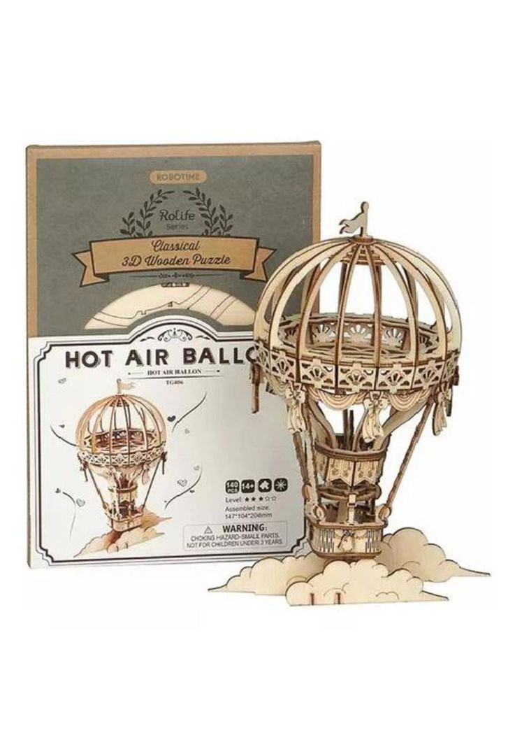 Rompecabezas 3D de madera con globo aerostático, Hobby Robotime-1
